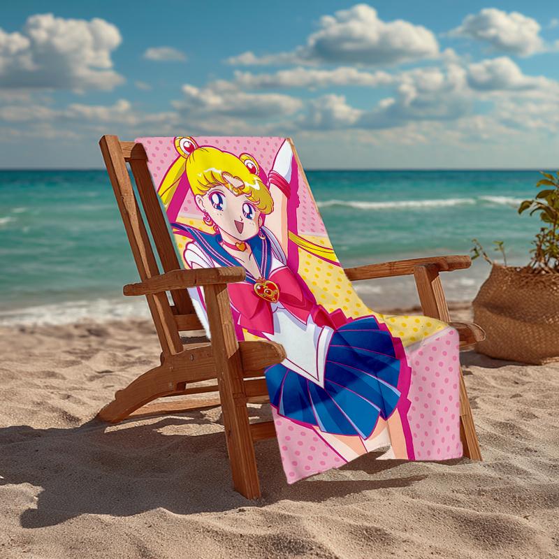 Ultra-Soft Beach Towel with Sailor Moon Theme,Ideal for Pool - Camping, Diving - Perfect Travel Essential, Vibrant Beach Towel.