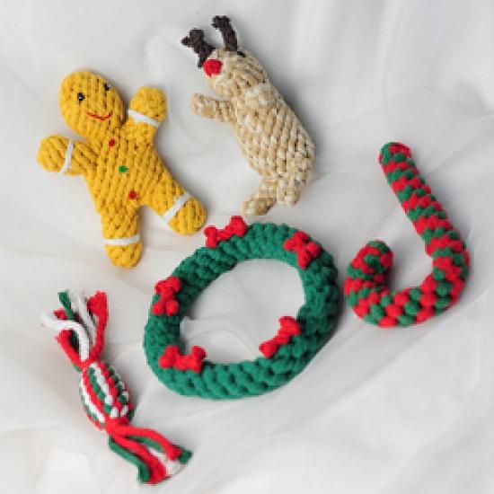 

New Design Selling Best Dog Rope Toy Christmas Reindeer Christmas Pet Toys Rope Ball Chew Christmas Gift Dog Toy