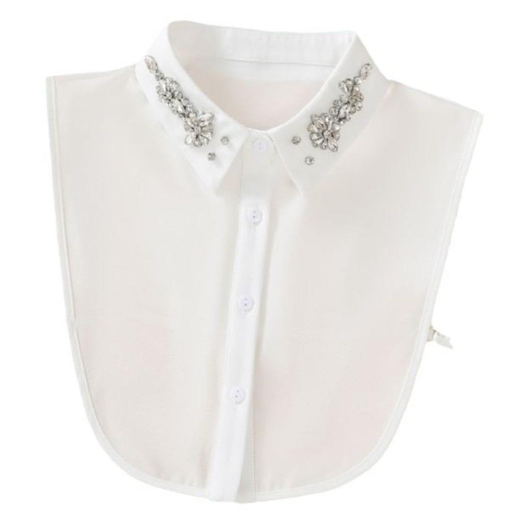 

Rhinestone Detachable Collar White Chiffon False Collar Elegant Chiffon Fake Collar Women білий