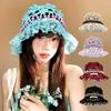 Hollow Beads Knitted Hat Summer Weave Basin Caps Sweet Crochet Bucket Hat  Ladies