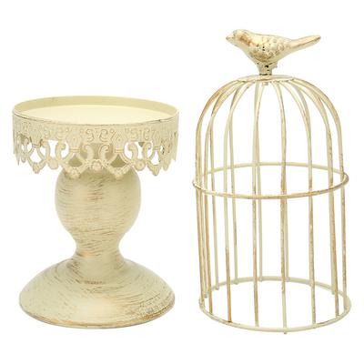 Kuş Kafesi Mumluk Dekoratif Kuş Kafesleri Metal Şamdan Retro Shabby Ev için Mumluk