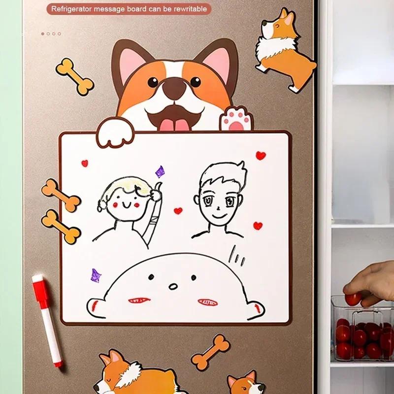 Cute Cartoon Dog Shaped Refrigerator Magnet Message Board Erasable Dog Whiteboard Magnet Personalized Creative Blackboard