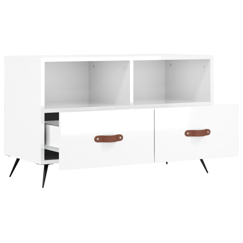 Vidaxl Szafka Pod Tv, Biała, Wysoki Połysk, 80X36X50 Cm