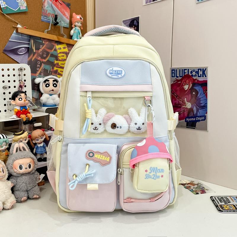 New high-value, fresh and sweet backpack, color-contrasting splicing large-capacity backpack for junior and high school students