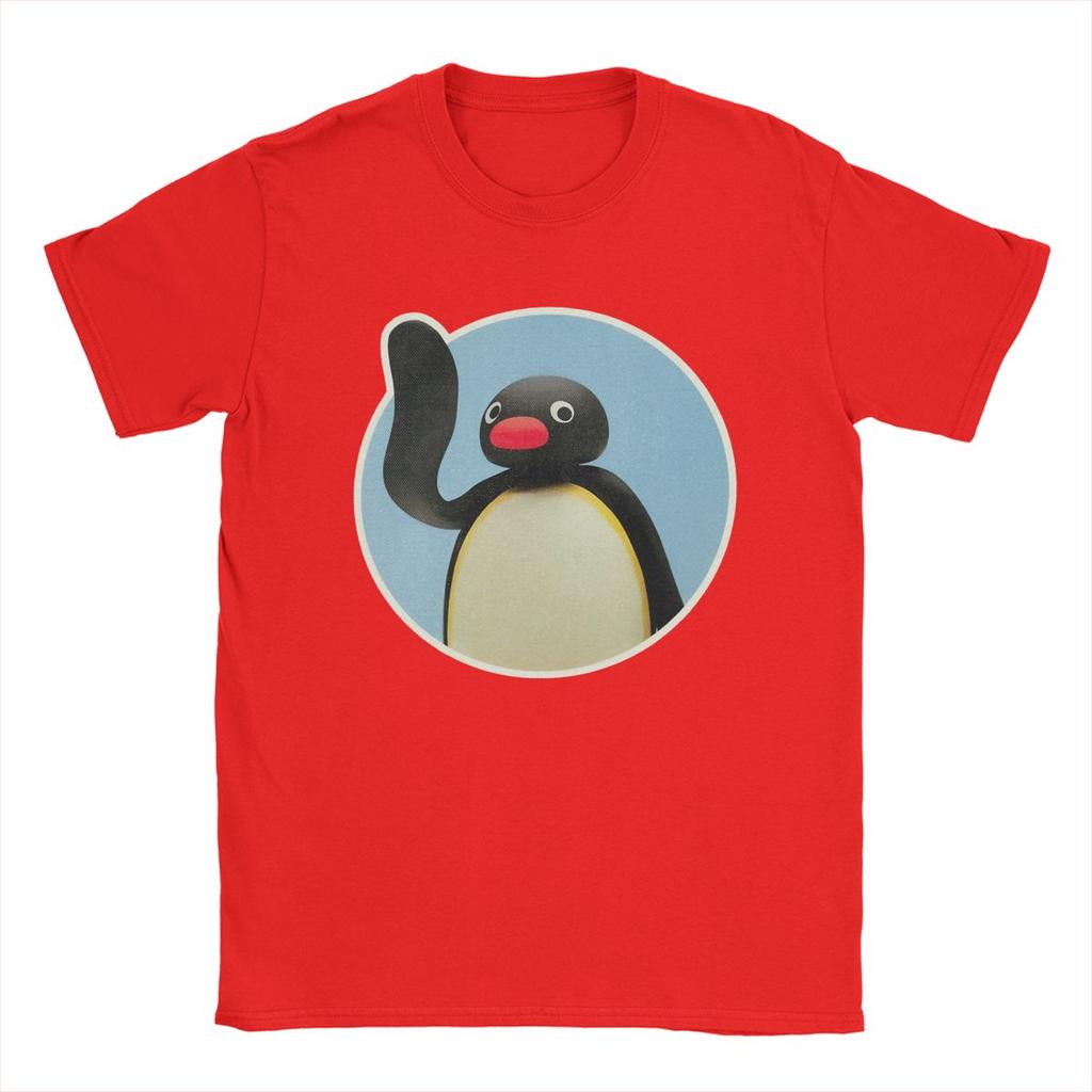 Vintage Pingu Noot Noot T-Shirt for Men Round Neck Pure Cotton T Shirts Short Sleeve Tees Graphic Clothes