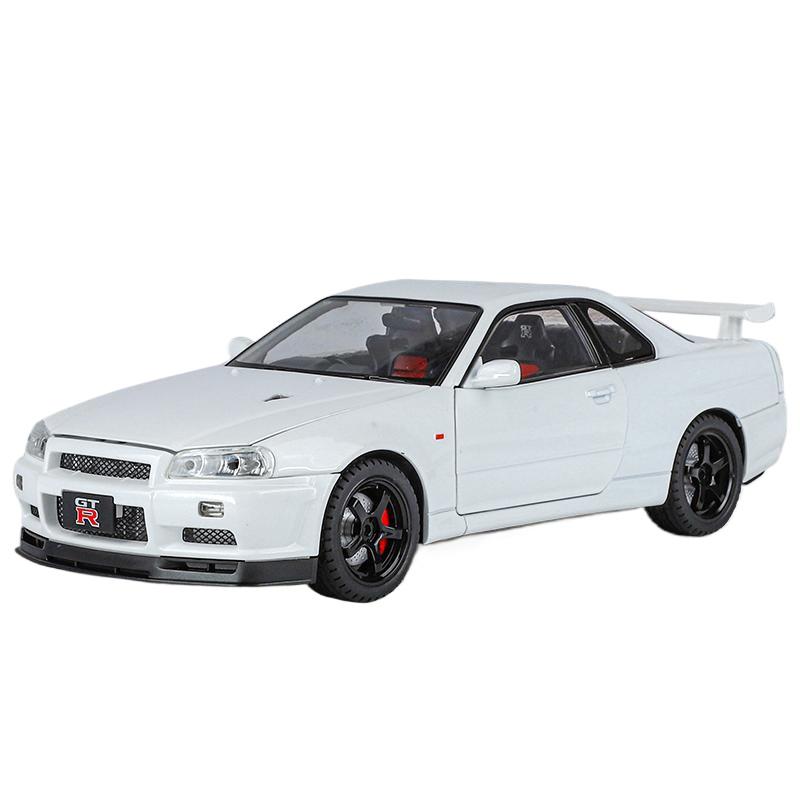 

Large Size 1/18 Nissan GTR GT-R R34 Skyline Ares Alloy Sports Car Model Diecasts Metal Racing Car Vehicles Model Sound Light Kids Gifts белый
