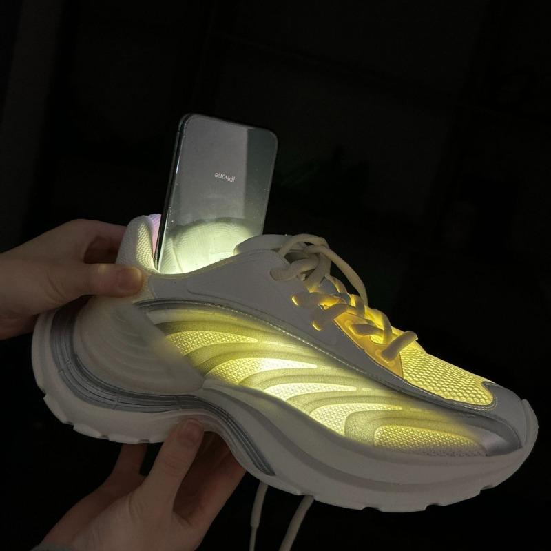 Single Net Breathable Pulse Shoes Women's Shoes Versatile Light Mecha Shoes Heightened Platform Sports and Leisure