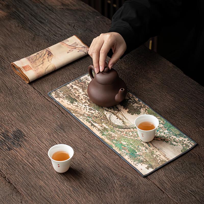 Sushic Retro Chinese Style Waterproof Tea Mat & Towel Set