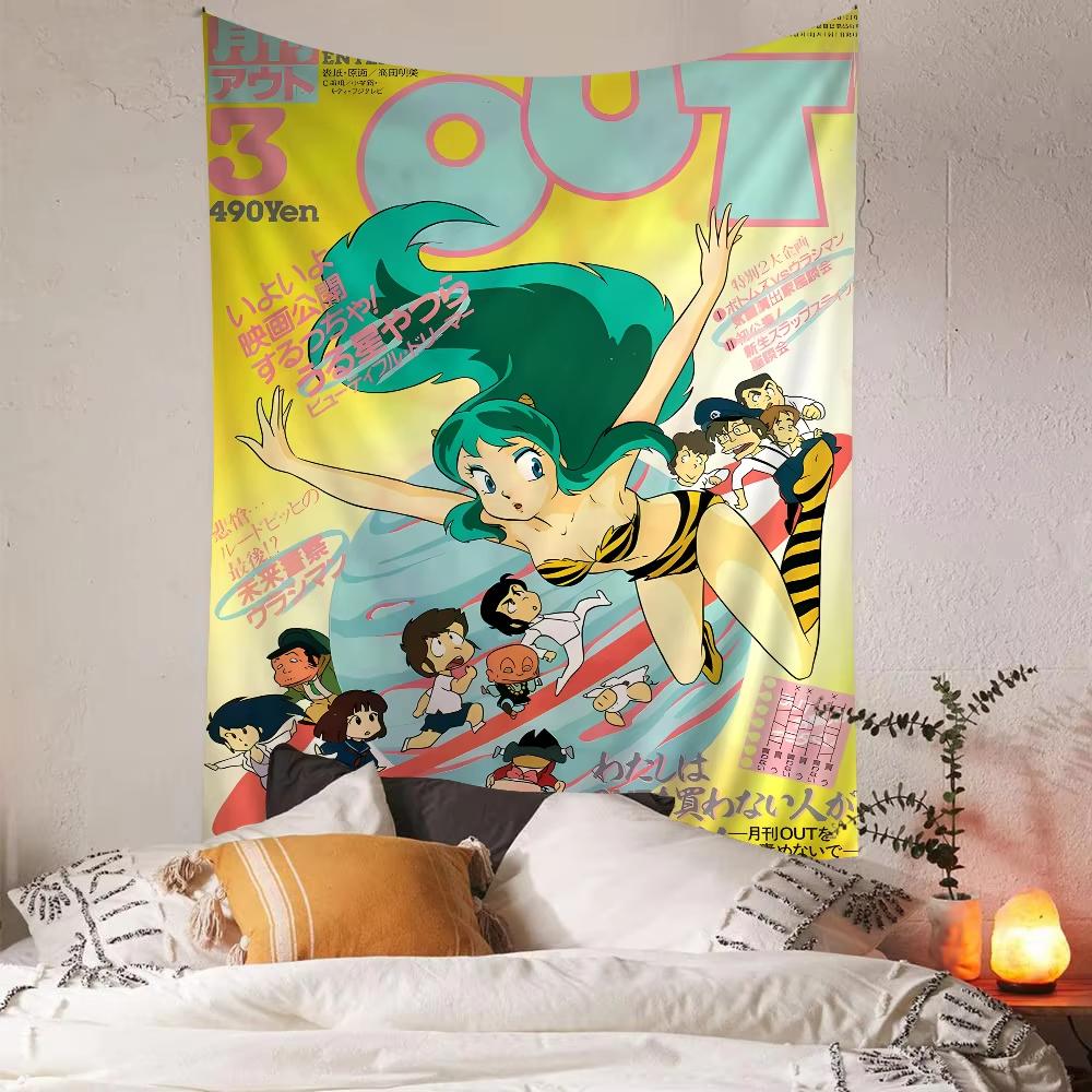 Urusei Yatsura Anime DIY Wall Tapestry Hanging Tarot Hippie Wall Rugs Dorm Home Decor Charm Tapestry Exquisite Workmanship
