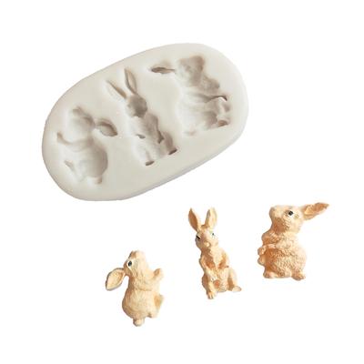 Stehendes Niedliches Kaninchen Silikonform Küchen Backdekorationswerkzeug Harz DIY Hase Kuchen Schokolade Süßigkeiten Fondant Formen