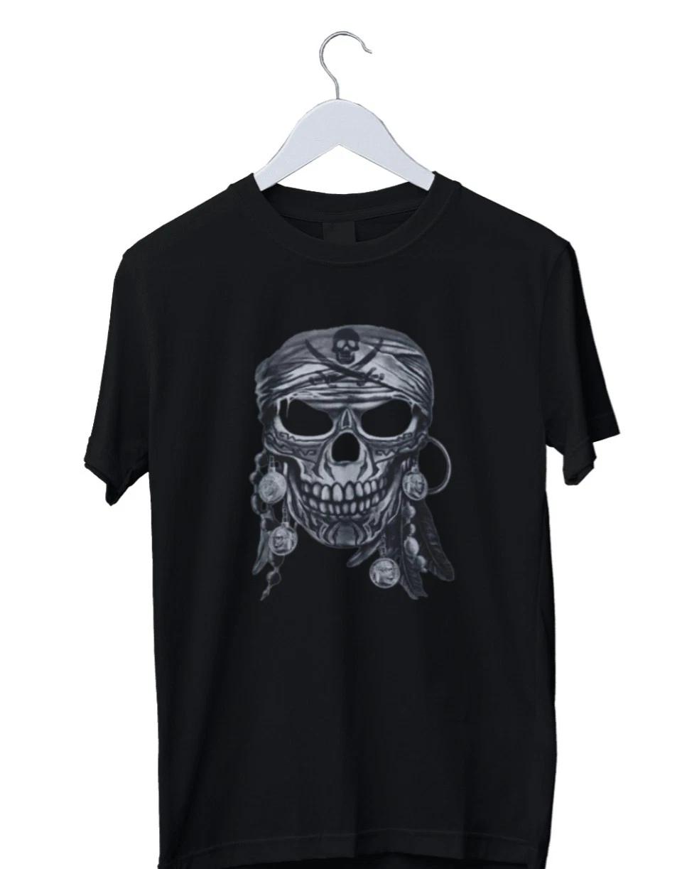 Pirate Skull and Crossbones Graphic Print T-Shirt Mens S M L XL 2 3 4 XL XXXXL