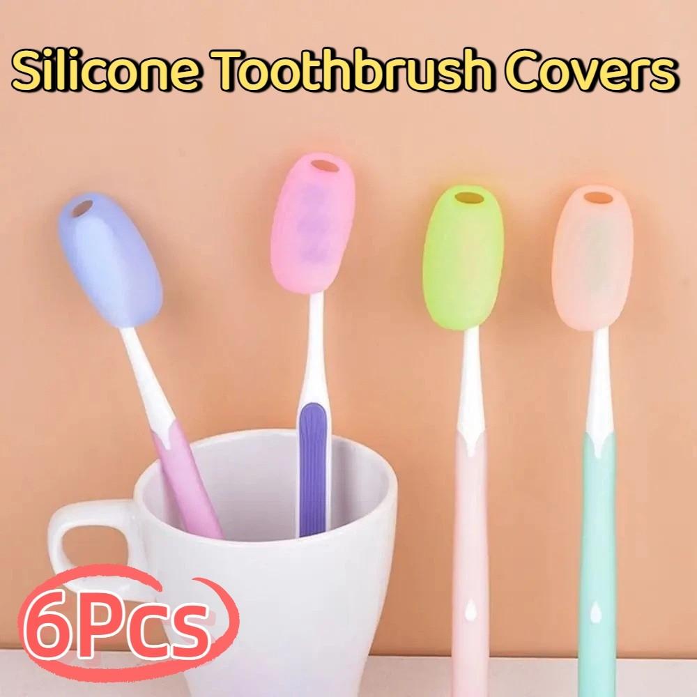 6Pcs Waterproof Silicone Toothbrush Covers Breathable Toothbrush Head Cover Hiking