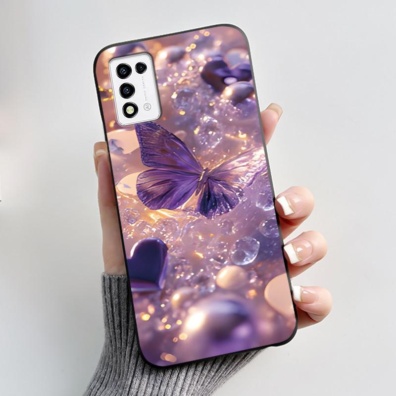 Phone Case For ZTE Libero 5G III A202ZT / Libero 5G II A103ZT Casing Fashion Butterfly Flower Black Soft TPU Case Silicone Cover