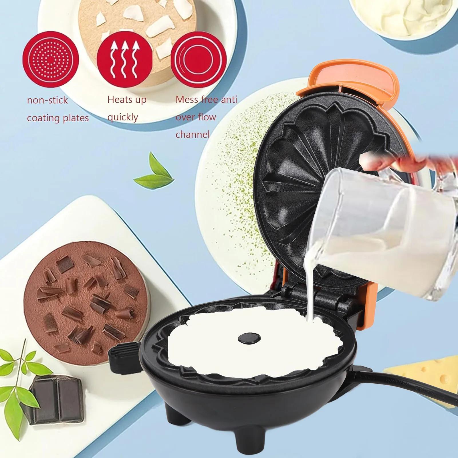 Mini Cake Maker 350W Non Stick Double Sided Heating Electric Lava Cake Maker Machine for Home Breakfast Snacks Desserts arancione