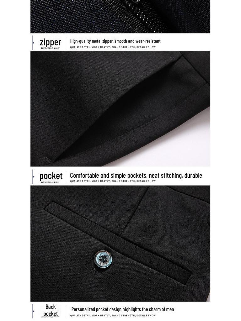 Men's Elastic Knit Straight-Leg Casual Trousers for Spring, Autumn, and Winter