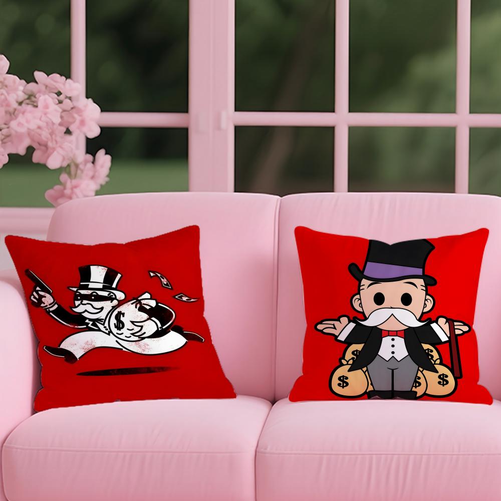 Monopoly Cushion Cover Reversible Plush Pillow Cover – For car, sofa, bedroom, perfect as a gift.