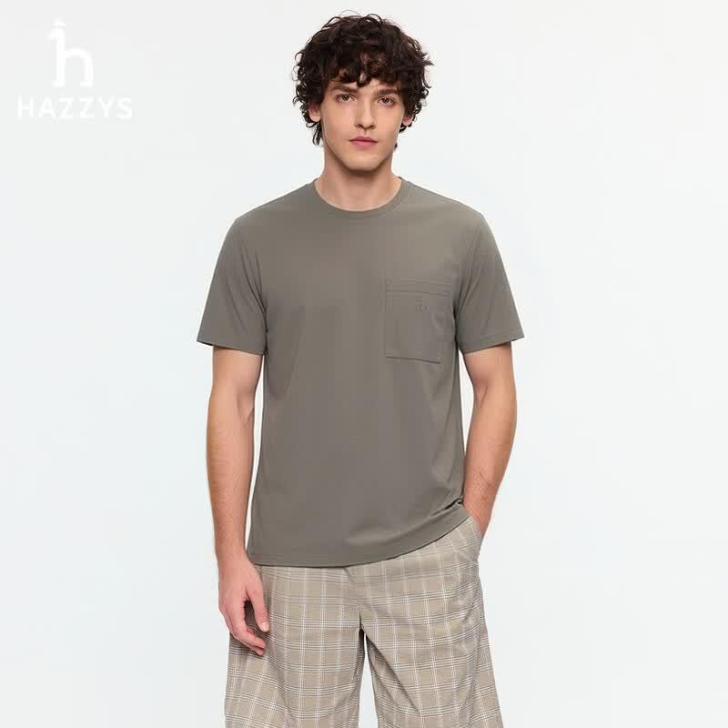 HAZZYS Men s 2026 Summer Wrinkle-Resistant Round Neck Short-Sleeve T-Shirt ASTZE0DBED5 M