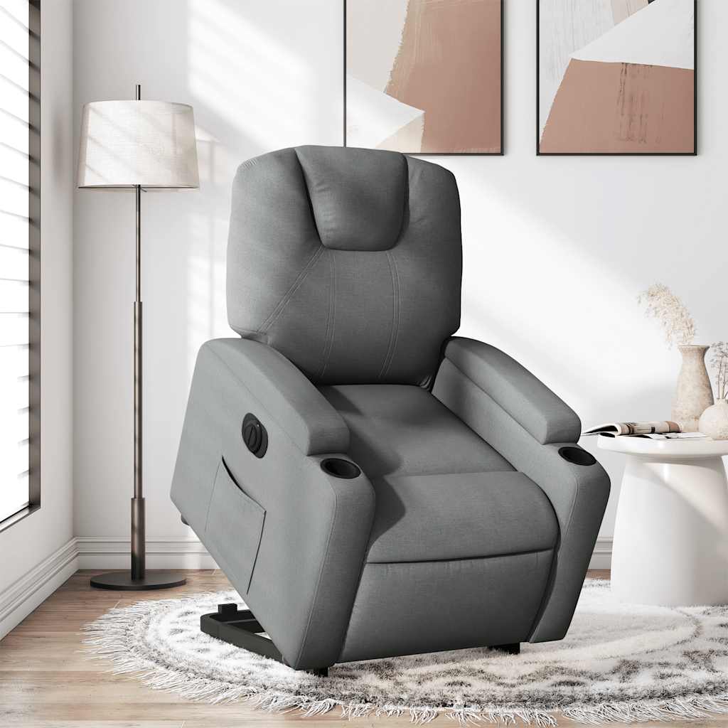 Electric Recliner Chair with Rising Function Dark Grey Fabric