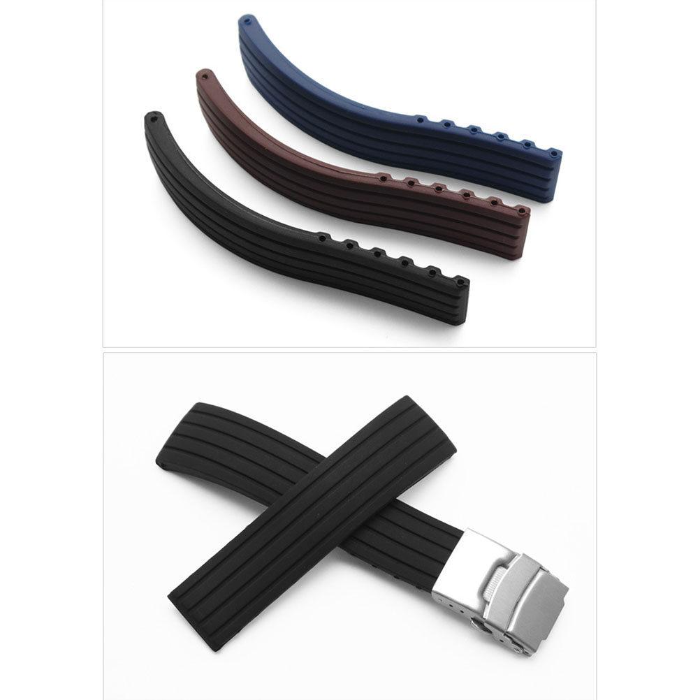 2Pcs Breathable Silicone Watch Belt 22Mm Waterproof Replacement Strap Foldable Design Eco Friendly Material Stainless Steel