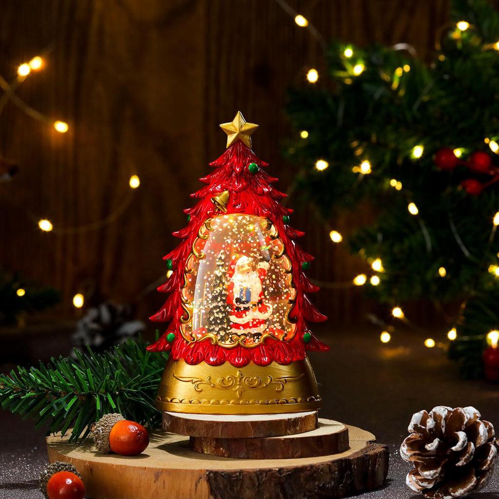 Lampada Candela Luminosa Albero di Natale Dipinto - Regalo per Bambini e Decorazione da Tavolo