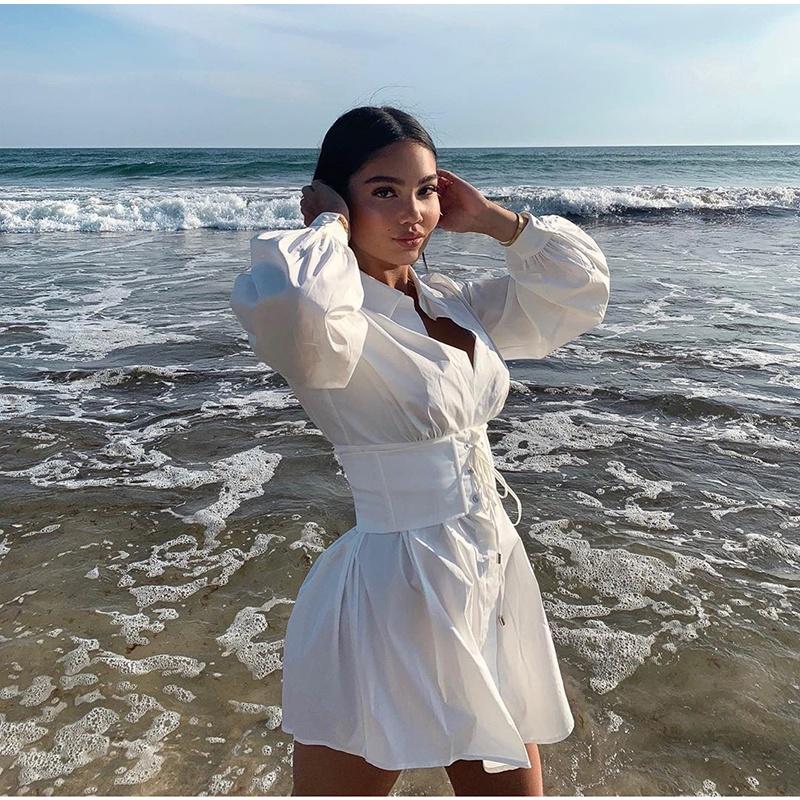 Buy Long Sleeve Shirt Dress with Corset 