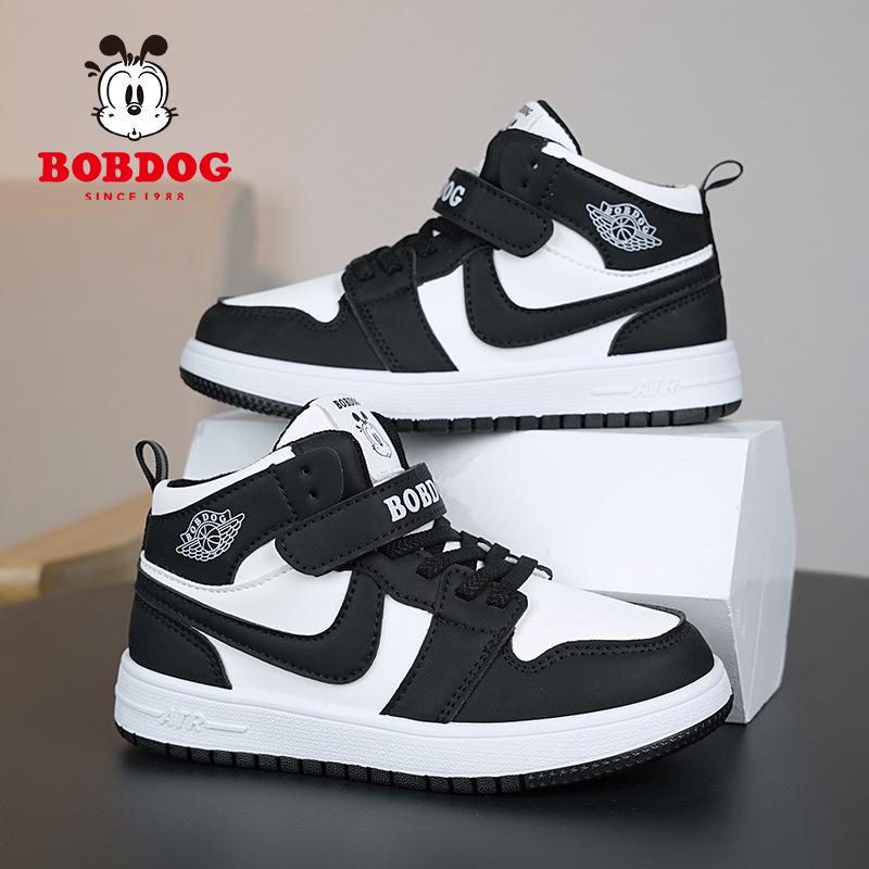 2025 New Girls' High-Top Leather AJ Sneakers: Autumn/Winter Cotton Shoes for Middle-Aged Children