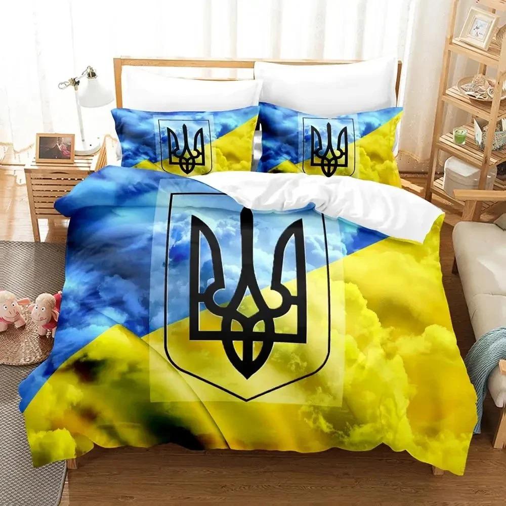3D Tisk Ukrajinská Vlajka UKRAJINA Ložní Souprava Povlak na Přikrývku Sada do Postele Povlak na Peřinu Povlak na Polštář Peřina King Queen Size Chlapci Dospělí