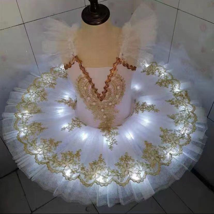 Girls' White Swan Ballet Costume: Princess Dancewear Tutu Skirt for Performances