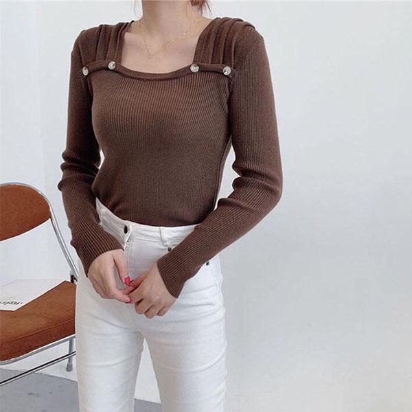 

Женская трикотажная рубашка с квадратным вырезом и длинными рукавами Design Sense, тонкая рубашка с тонким дном, пуловеры, топы S