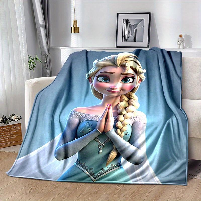 1 szt. Kreskówkowy Koc Elsy, Uniwersalny Sezonowo, Dekoracja Domu, Kocyki, Urocza Pościel z Księżniczką Frozen, Miękki Koc Flanelowy, Ver