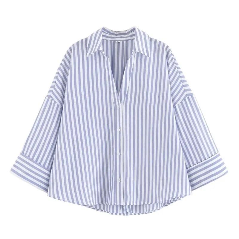 HipSeam Wide Sleeved Shirt Women Spring Asymmetric Hem Button Women's Shirts Simple Lady Johnny Collar Linen Shirts & Blouses
