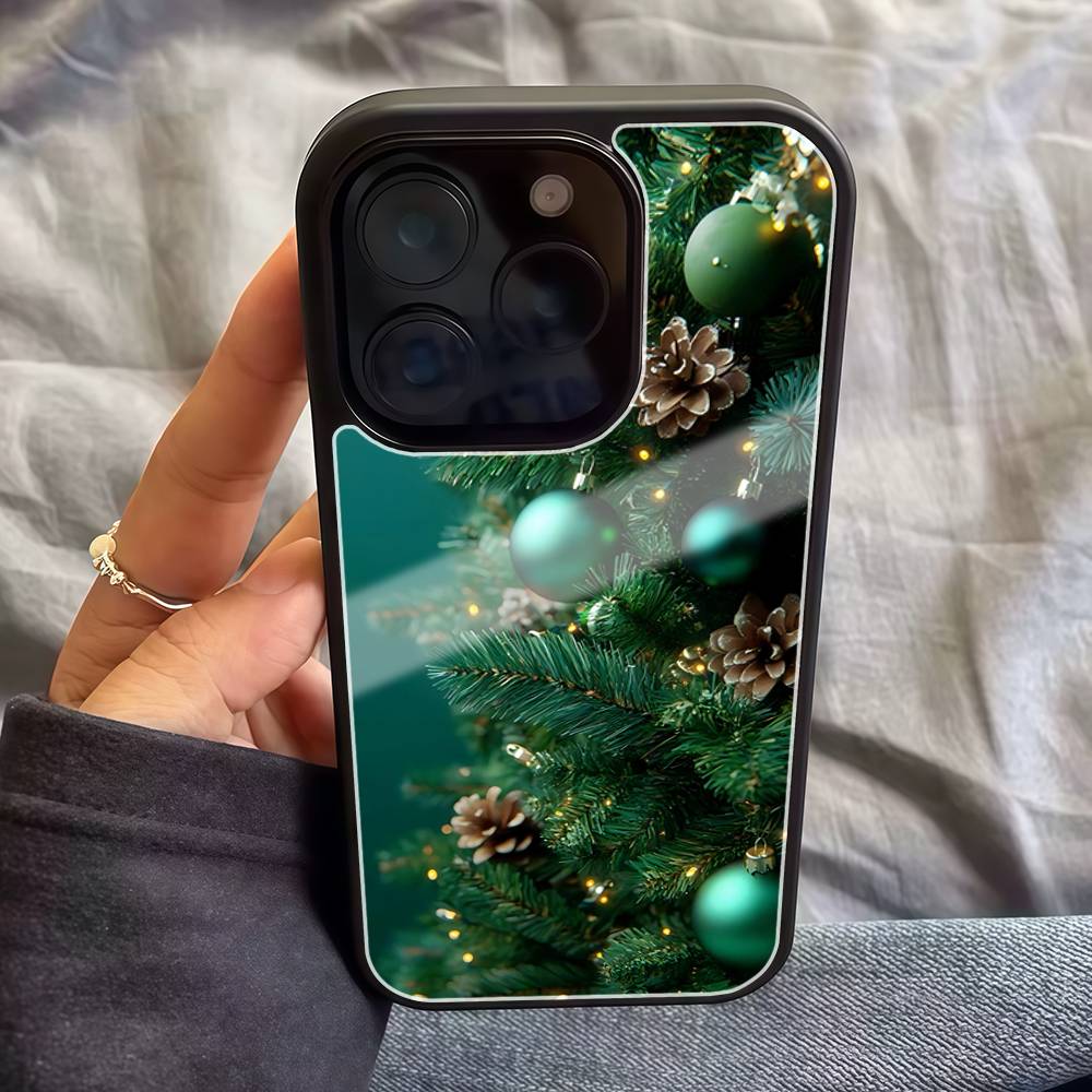 Christmas Tree Pattern Fashion Ins Phone Case For IPhone17 16 15 14 13 12 11 Pro Max Glossy HD Hard PC Cover