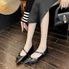 Sheepskin cross-buckle Mary Jane shoes women's square head flat bottom low heel one word with single shoes versatile temperament