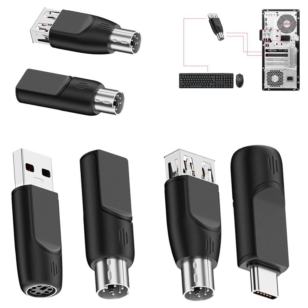 USB To For PS2 Adapter USB-A & Type-C Male To For PS2 Female Converter For Keyboard And Mouse Laptop Desktop Computer K4K4