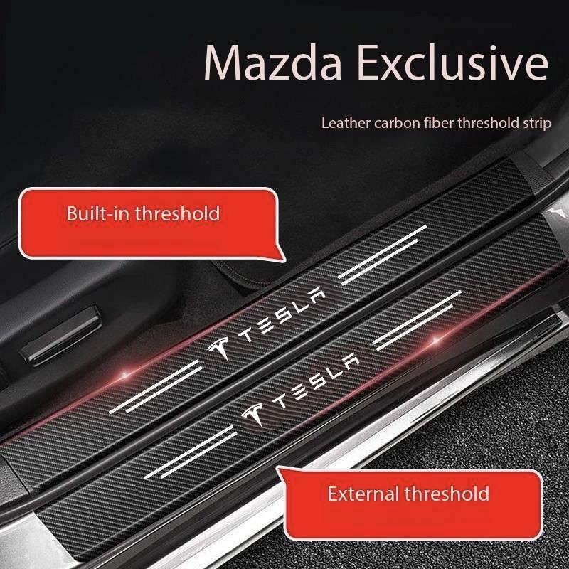 Car Door Sill Stickers Carbon Fiber Door Sill Film Car Sticker for Tesla Model 3 Y X S P100D P85D 200 Logo Car Accessories