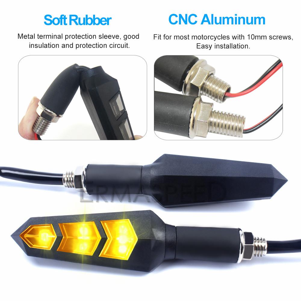 2/4PCS Led Motorcycle Blinkers Turn Signal Lamp Flashing Lights Amber Flashers Waterproof Bendable Motorbike Scooter