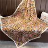 European Style Retro Printed Imitation Silk Scarf 90x90cm Square Headscarf for Women Shawls Bandana Lady Hijabs