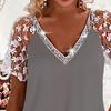 Women dress Solid Color Breathable Sexy Lace Floral Applique V Neck Dress Female Garment