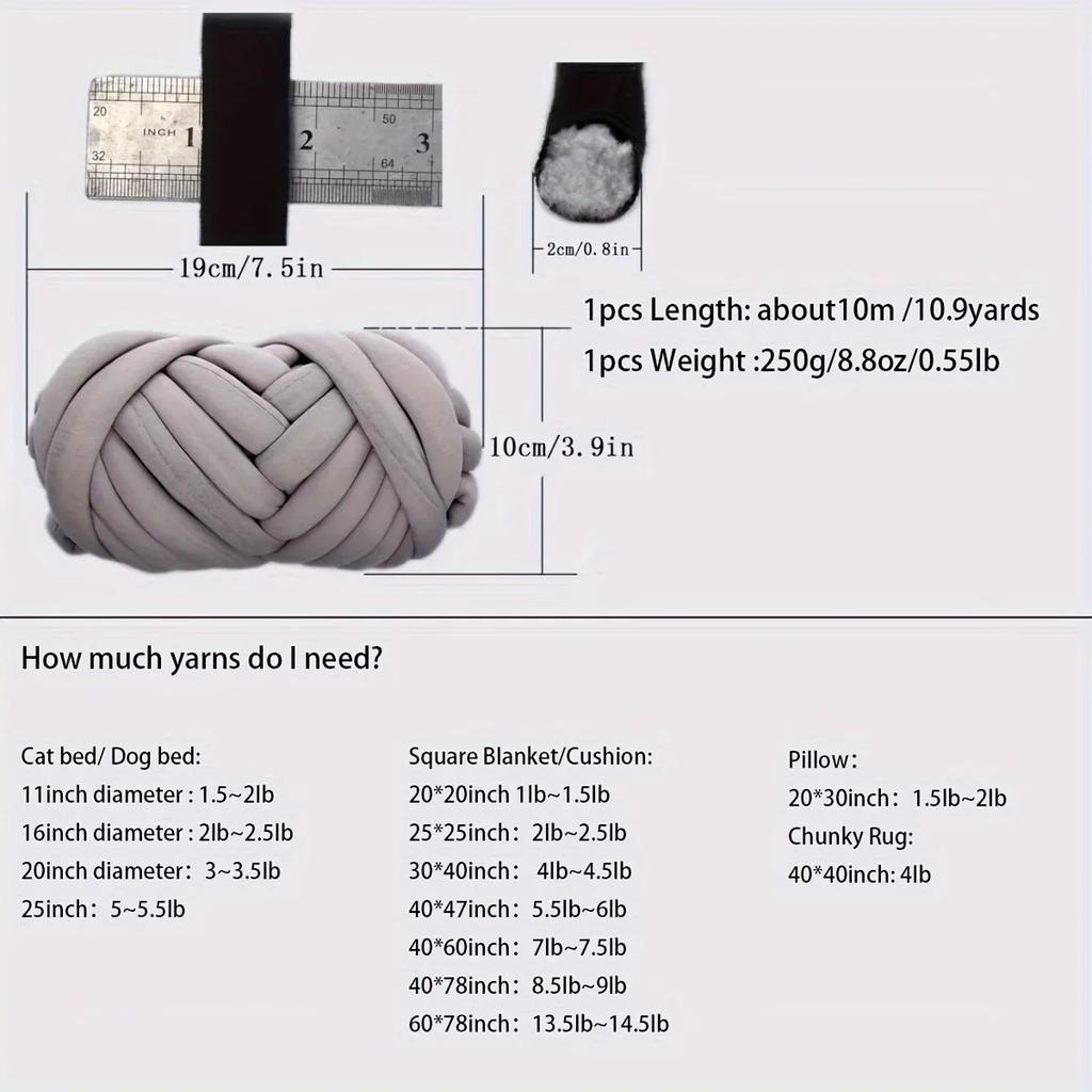 8.82oz Thick Super Bulky Chunky Yarn For Hand Knitting Crochet Soft Big Cotton DIY Arm Knitting Roving Spinning Yarn For Blanket