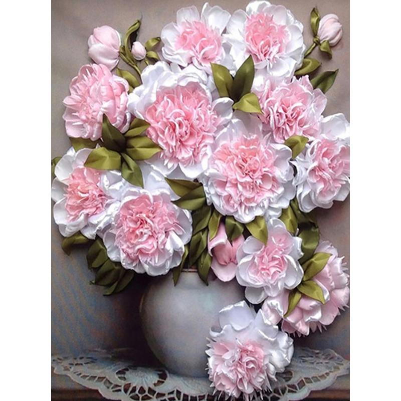 Kruhová vrtačka Diamantová malba Květinová váza Krajina Diamantové vyšívání Krajina Sada křížkového stehu DIY Home Decor dárek