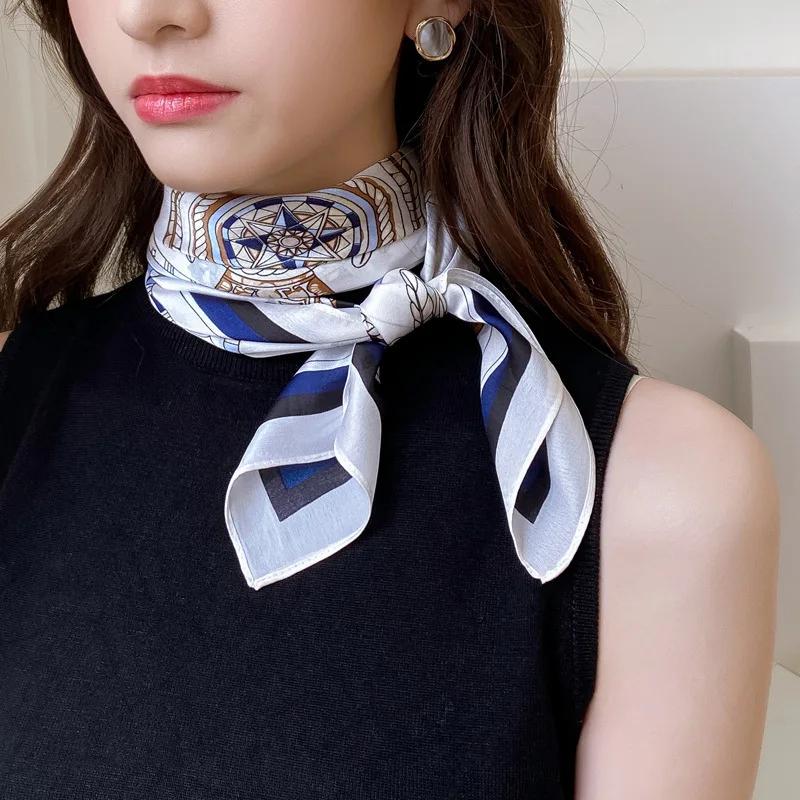 70*70cm Fashion Handkerchief Dot Print Silk Satin Neck Scarf For Women Small Shawls Hair Scarfs Female Bag Scarves For Ladies