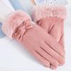 Suede Gloves for Women In Autumn and Winter Thickening and Velvet Sports Outdoor Mittens Motorcycle Riding Gloves.