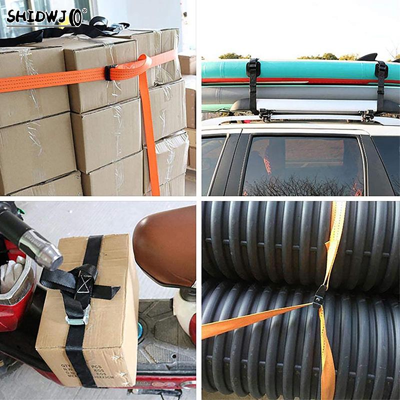 1pcs 5M Cargo Straps With Buckle Tie-Down Belt For Motorcycle Bicycle Metal Tow Rope Strong Ratchet Fixing Belt For Luggage Bag