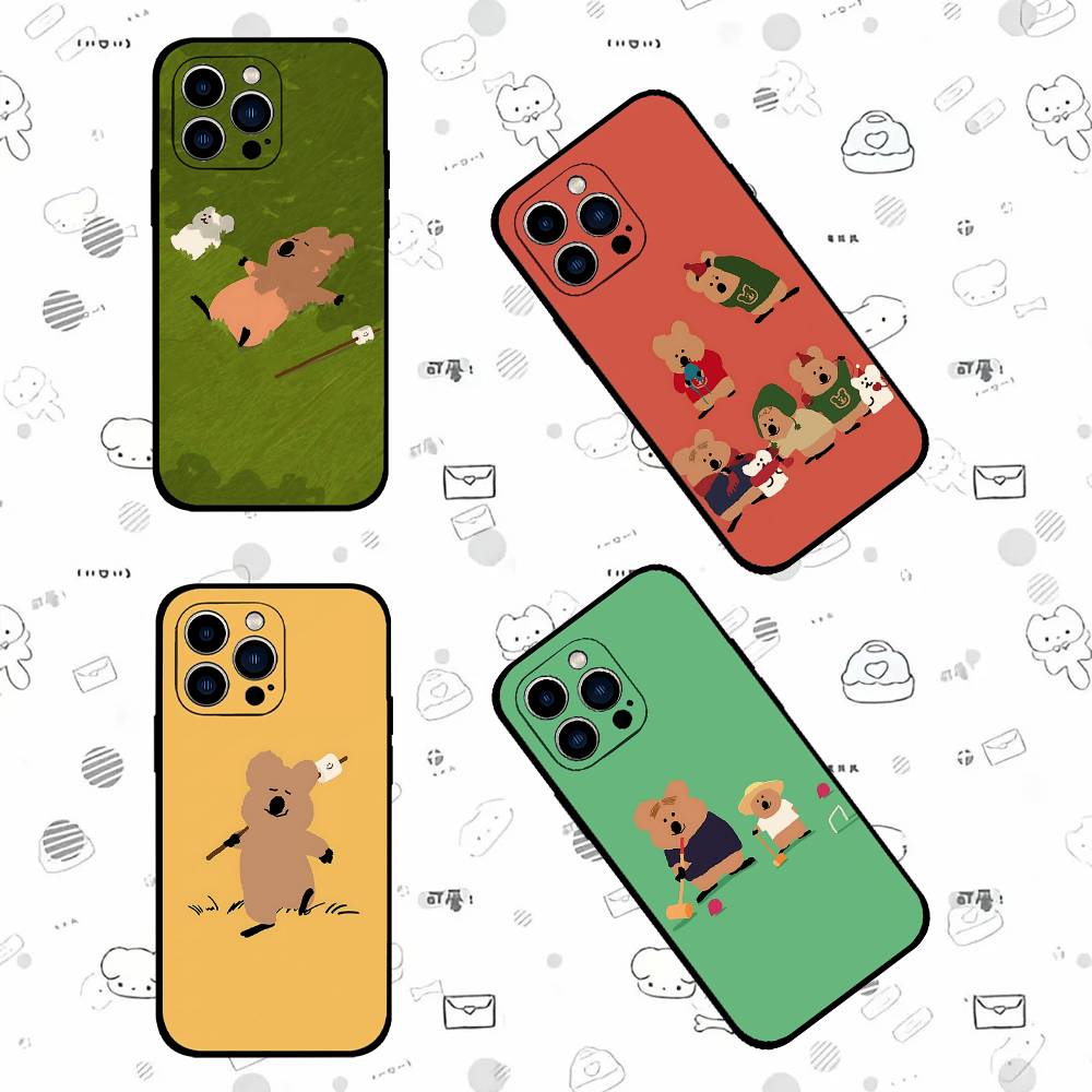 Cute Bear Black Phone Case That Fits For IPhone 17,16,15,11,13,14 Pro Max,Plus,X,Xr,Xs Max,13Mini