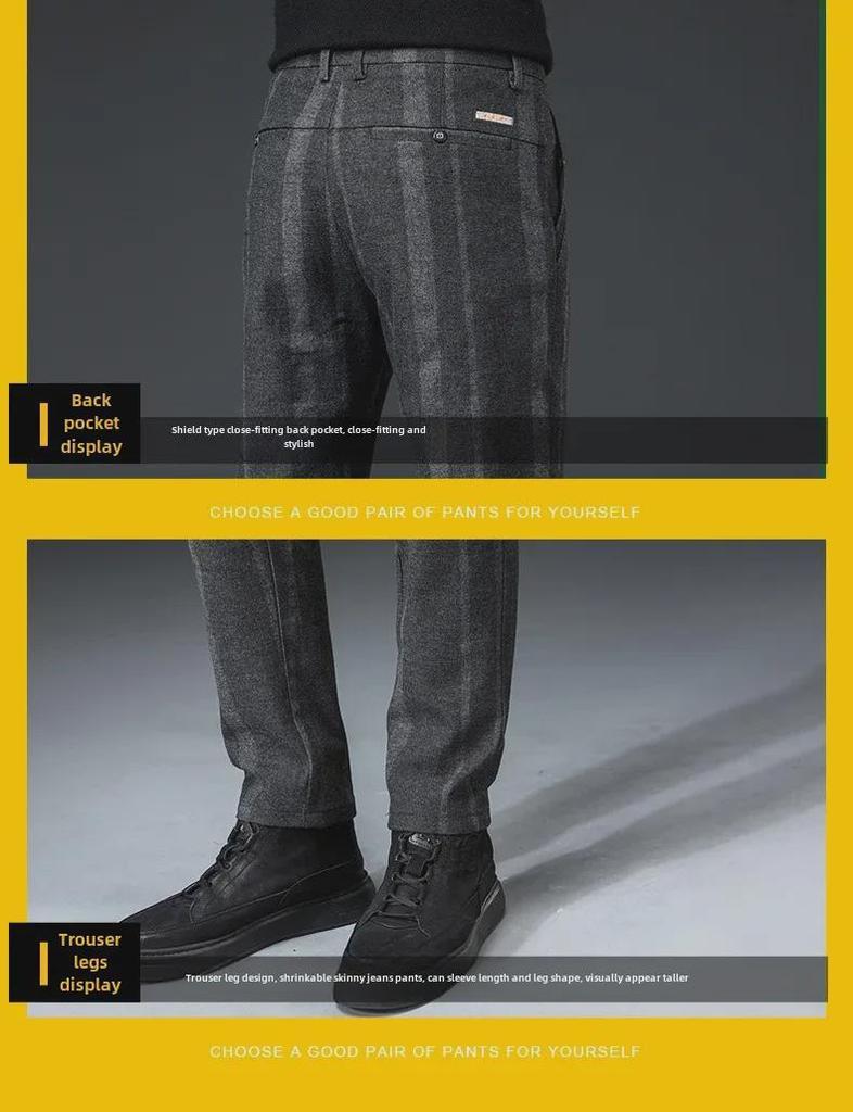 Pantalon Homme Slim Rayé Élastique: Pantalon Business Casual Tendance