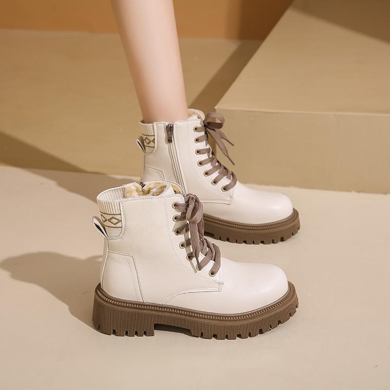 Women’s Winter Boots Casual Short Boots Girl Booties Black Warm Ankle Boots with Fur Plus Size