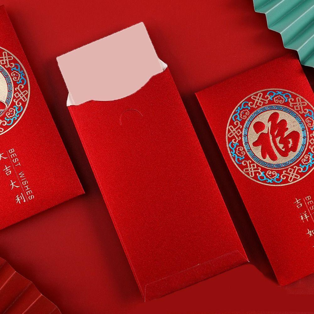 6PCS Chinese Style Luck Money Envelopes Red Pocket Money Pocket  Spring Festival