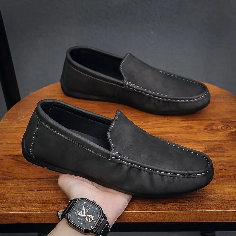 

Slip-on Office Flat Men s Leather Shoes Non In Promotion Common Legitimate Social High Quality 2025 New Male Casual Shoe 44