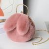 Plush rabbit bag female oblique cross Korean version cute portable fluffy bag autumn and winter new rabbit ear clip bag clip bag