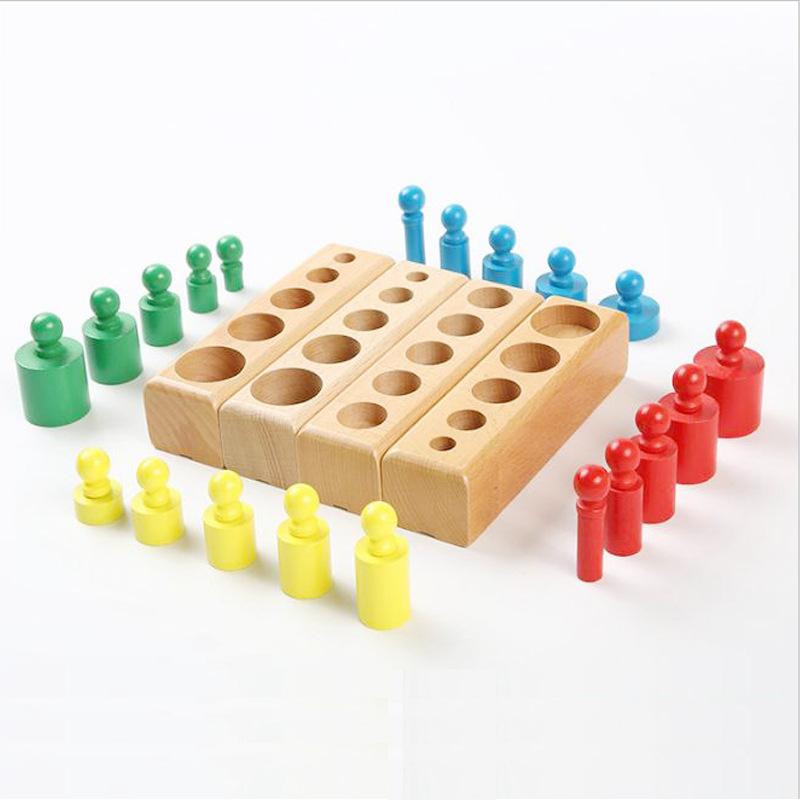 Wooden Montessori Collection Cylinder Socket Puzzle Toy Infant Practice Senses Playthings Preschool Children Learning Playthings Ideal For Children